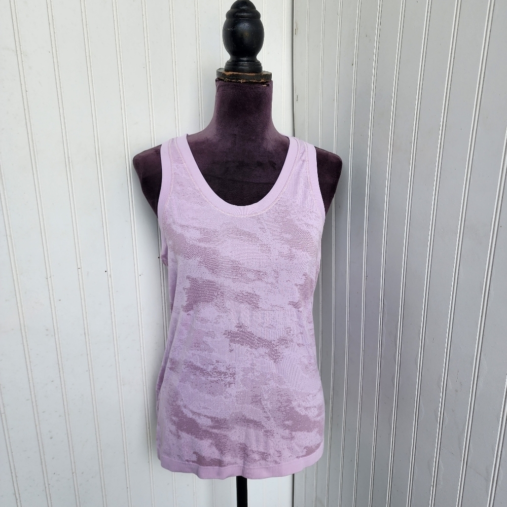 Athleta Ruched Tank Top Women’s Stretch Nylon Camo Racerback Lilac Purple M